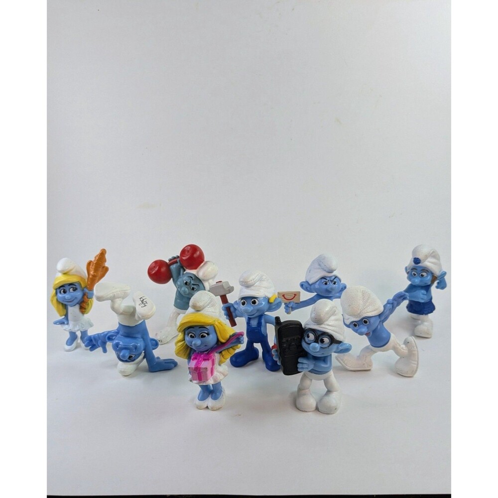 Smurfs McDonald's Peyo 2011 & 2013 Happy Meal Figures Lot of 9 Smurfette Toy PVC